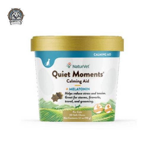 NATURVET CAT QUIET MOMENTS CALMING AID PLUS MELATONIN (SOFT CHEWS) 60octs