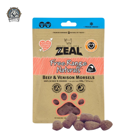 ZEAL FREE RANGE NATURALS BEEF & VENISON MORSELS 100g