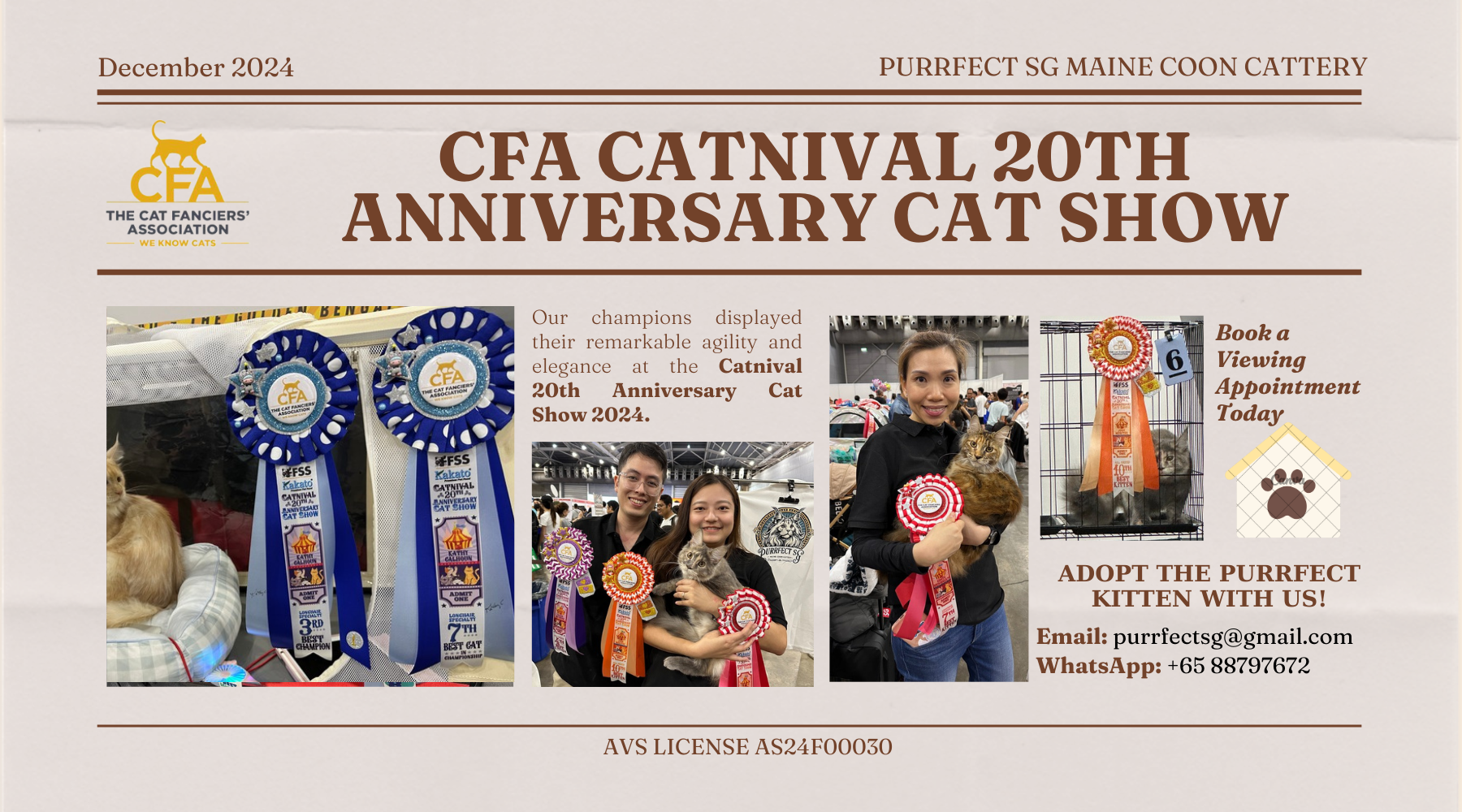 CFA CATNIVAL 20TH ANNIVERSARY CAT SHOW Purrfect SG